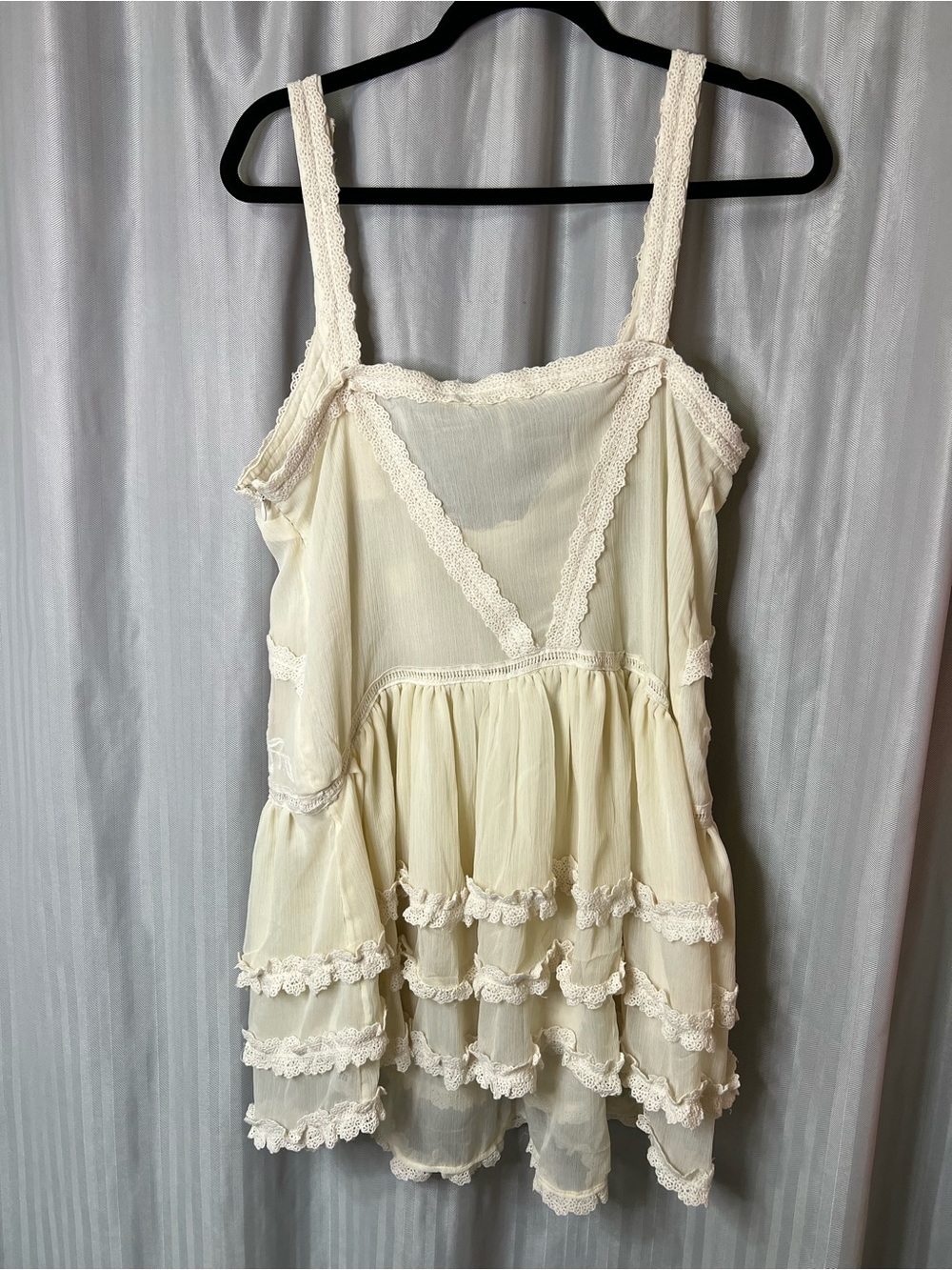 Free People Quiet Breeze Mini Dress in Cream featuring embroidery and ruffles L - Picture 2 of 14